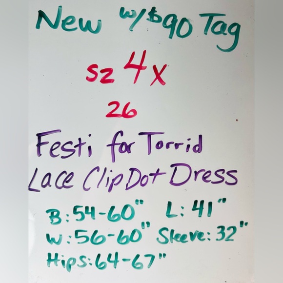 $90 ⭐️ NEW Sz 4x 26 Festi for Torrid Lace Clip Tiered Bohemian Dress - Picture 13 of 13